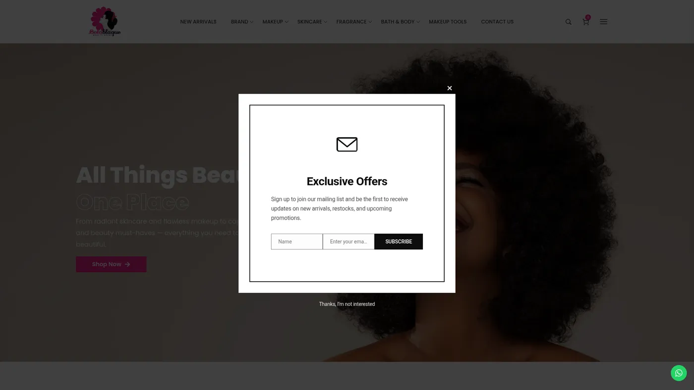 Website Design, Bola Blaque Beauty