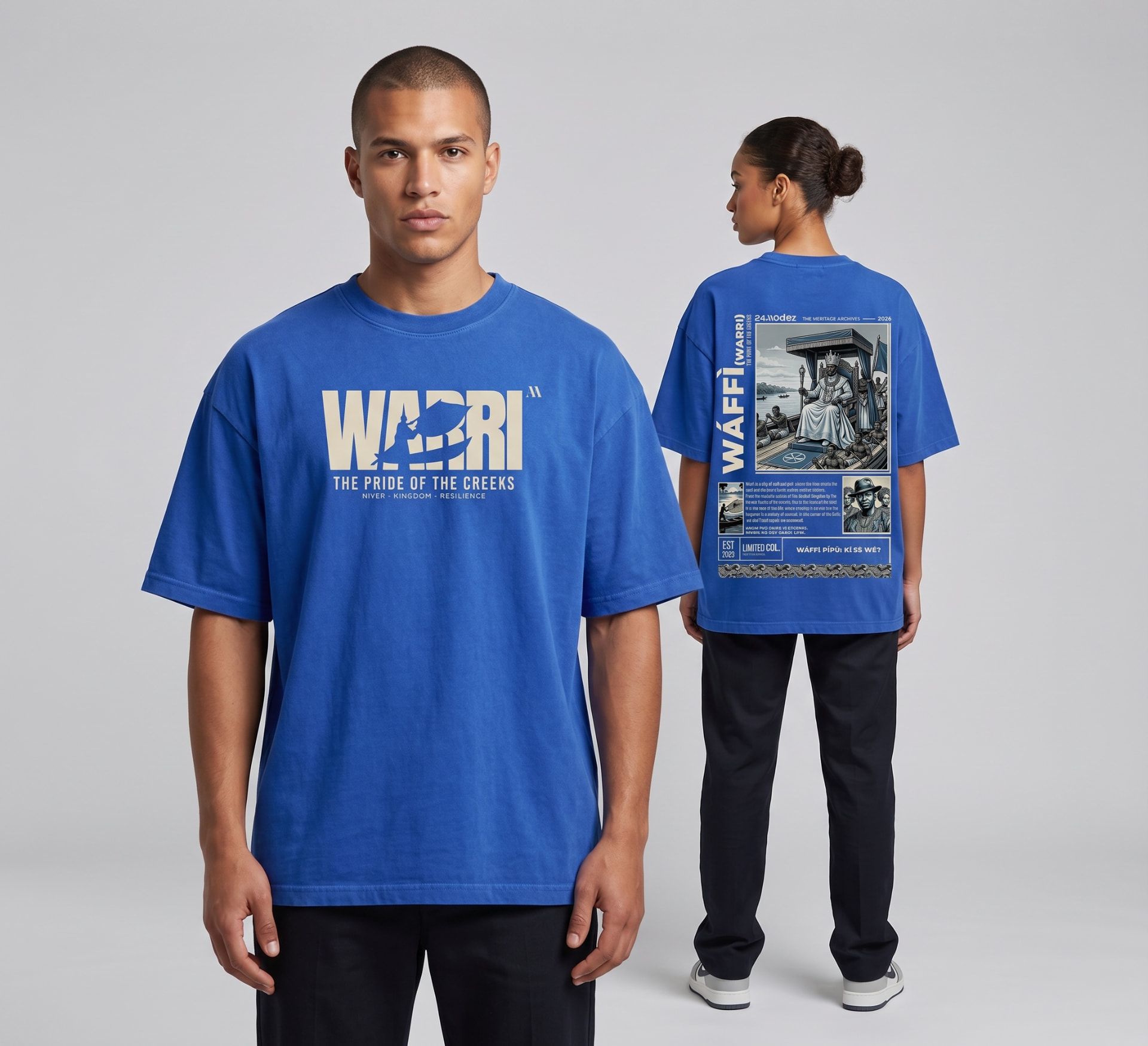 24Modez Heritage Archive, Wáffì (Warri), The Pride of the Creeks, royal blue colourway