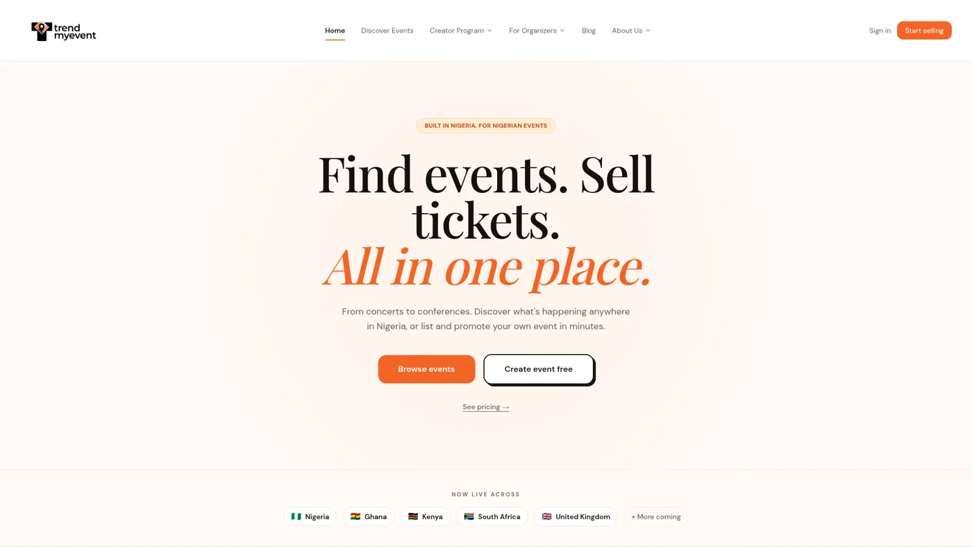 Website Design, TrendMyEvent