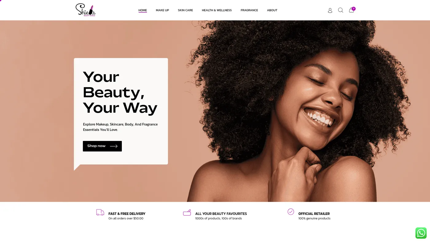 Website Design, Shiela Beauty World